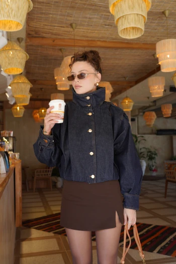 Lacivert Bomber Denim Ceket