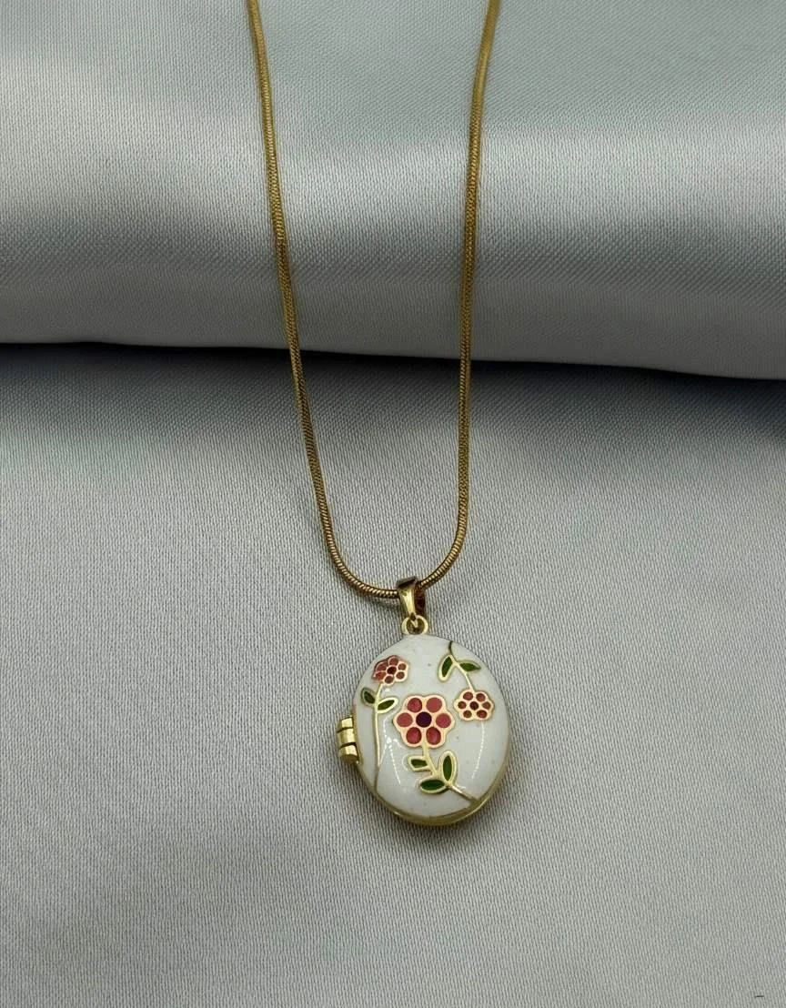 Çelik Beyaz Kapaklı Gold Kolye 45 Cm