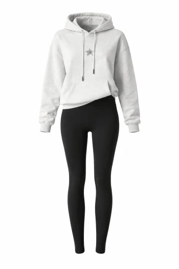 Gri Leopar Detaylı Sweatshirt