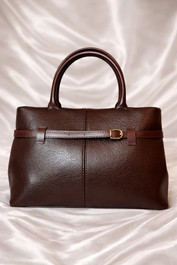 Kahverengi Deri Kemer Detaylı El ve Omuz Çantası