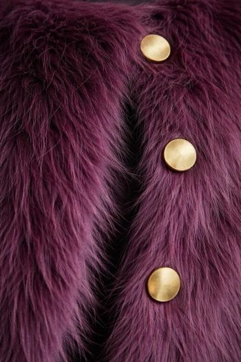 Mürdüm Tavşan Tüyü Düğmeli Kürk