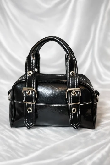 Siyah Kemer Detaylı Askılı El ve Omuz Çantası