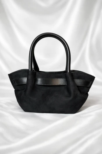 Siyah Süet Askılı El ve Omuz Çantası