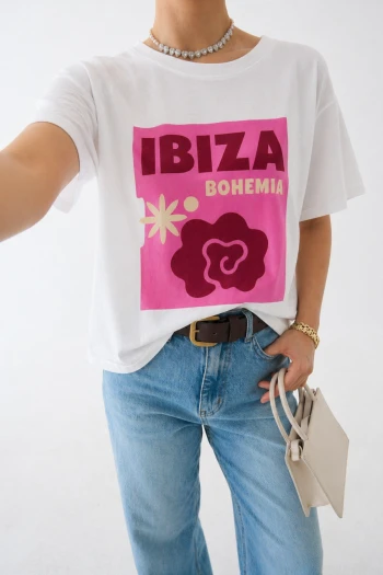 Beyaz Baskılı T-Shirt