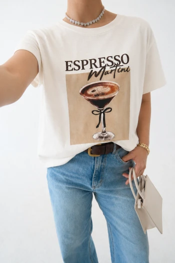 Beyaz Baskılı T-Shirt