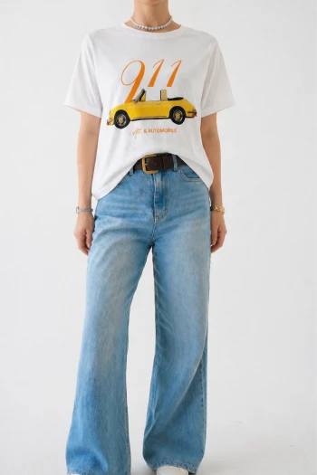 Beyaz Baskılı T-Shirt