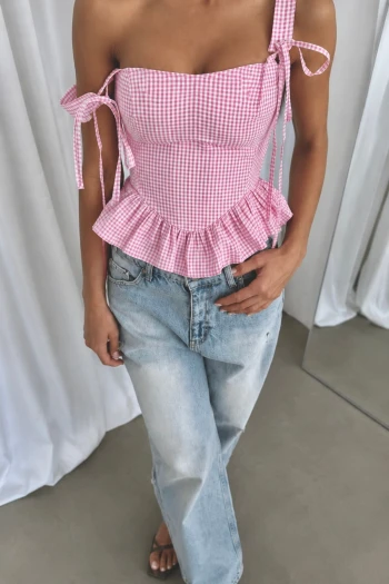 Pembe Fırfırlı Korse Büstiyer