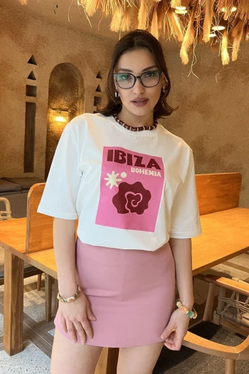 Beyaz Baskılı T-Shirt