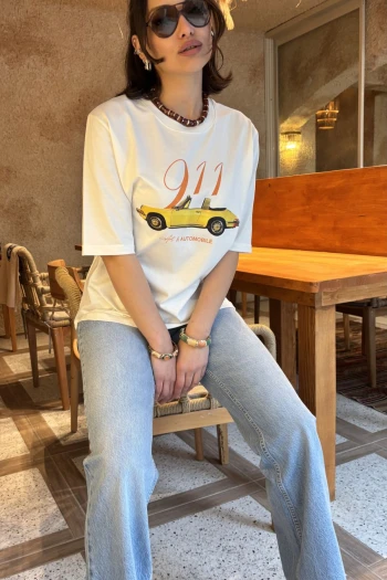 Beyaz Baskılı T-Shirt